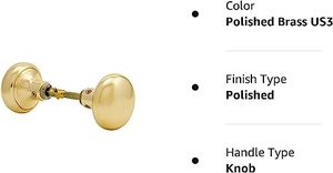 Đánh bóng đồng cổ điển phong cách cửa Knob Set với trục chính, Antique <span class=keywords><strong>Door</strong></span> knobs thay thế Set cho nội thất cửa - Product Image 3