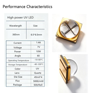 ชิป LED UV 6565 ขนาด 365 นาโนเมตร 10 วัตต์ มุมเลนส์ 60/90/120 องศา ไดโอด UVA กำลังสูง ใช้ประโยชน์ในอุปกรณ์การแพทย์สำหรับผิวหนังและเลือด - Product Image 2