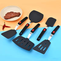 Ensemble de 5 ustensiles de cuisine en silicone antiadhésifs résistants à la chaleur, spatule et lopette ajourée pour la pâtisserie et la cuisine
