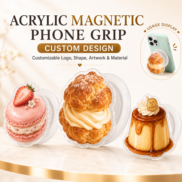 Factory Custom Design High Quality Acrylic Mobile Phone Grip Epoxy Phone Holder Stand Popping Phone Socket Customized Logo Stand