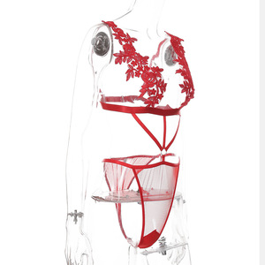 encaje de lencería sexy erótica Lencería traje de la ropa interior rojo 2 pieza lencería sexy transparente caliente - Product Image 4