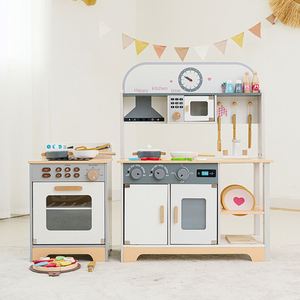 Ensemble de jeu d'imitation de cuisine en bois pour enfants : réfrigérateur, four, machine à laver, accessoires de cuisine pour tout-petits - Product Image 4