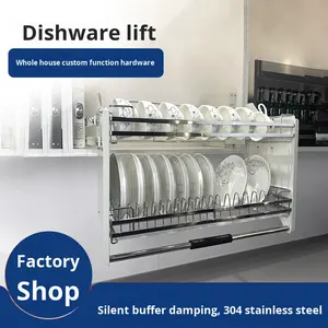 Dvkl आधुनिक चीन रसोई कैबिनेट लंबे पुल-डाउन स्टेनलेस स्टील लटका हुआ सीज़निंग टोकरी पकवान रैक उठाने भंडारण होटल 2 - Product Image 1