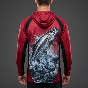 Men's Custom Printed Sublimated UPF50 Quick Dry Performance 100%Polyester 140g Long Sleeve <b>Hooded</b> Pullover Fishing <b>Shirt</b> OEM - Product Image 2