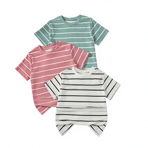 Lot de 3 T-shirts décontractés pour filles Ruixing, à manches courtes, col rond, imprimé uni, ourlet à franges, en polyester, Printemps/Été - Product Image 1