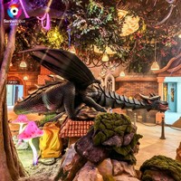 Dragon volant animatronique mural de 4 m, statue réaliste de dragon occidental pour parc à thème, maison hantée
