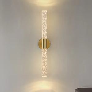 Applique murale LED moderne et simple pour salon, lampe murale cylindrique longue en acrylique doré pour chambre à coucher, ambiance cosy - Product Image 6