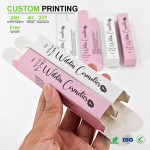 Caja <span class=keywords><strong>de</strong></span> Embalaje <span class=keywords><strong>de</strong></span> Cartón para Brillo Labial con Logotipo Personalizado, Caja <span class=keywords><strong>de</strong></span> Regalo Cosmética Reciclable para Set <span class=keywords><strong>de</strong></span> Cuidado <span class=keywords><strong>de</strong></span> la Piel, Suero, Jabón en Barra, Manteca Corporal, Pestañas - Product Image 1