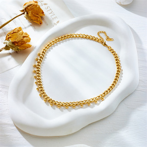 Gold Bead Pendant Chunky Chain Necklace Unisex Everyday Wear Yiwu Origin N2266 - Product Image 3
