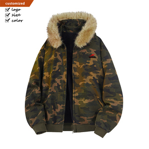 Sweat à <span class=keywords><strong>capuche</strong></span> zippé intégral personnalisé style américain rétro en polaire matelassé en coton, épais et chaud, pour homme et femme, idéal pour l'hiver - Product Image 1