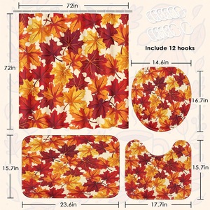 Cortina de Ducha de Poliéster con Diseño de Calabaza de Halloween, Cortina de Baño con Impresión Digital, Impermeable, Personalizada, Juego de Cortinas de Ducha al por Mayor 2 - Product Image 6