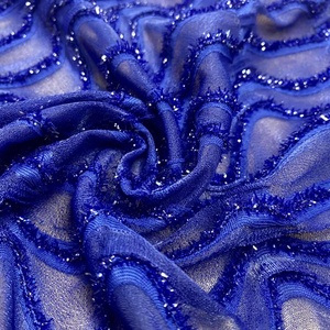 100% Polyester Knit Mesh Jacquard Fabric With Fancy Flashing Glitter On The Surface