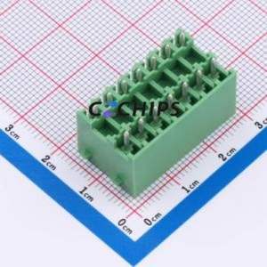 DB2EVHBG-3.81-2*7P-GN Plug-in Terminal Block Through hole,P=3.81mm Board-to-Board / Socket - Closed Snap Fixing 2x7P 3.81mm - Product Image 2