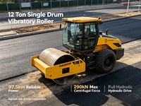 Compacteur routier de 12 tonnes, engin de construction avec moteur Wechai pour le compactage de l'asphalte, du sol et du gravier