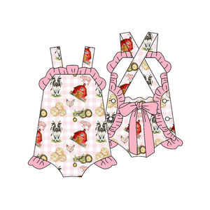 Combinaison sans manches pour bébé fille, imprimé chariot de golf vert, vente en gros, ensemble enfant SR3868 RTS - Product Image 2