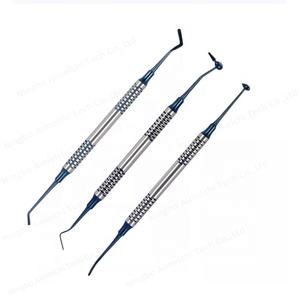 Set 6 Spatula Gigi Komposit Baja Tahan Karat Biru untuk Penambalan Gigi, Spatula Manual Titanium Kuning, Instrumen Spatula - Product Image 6