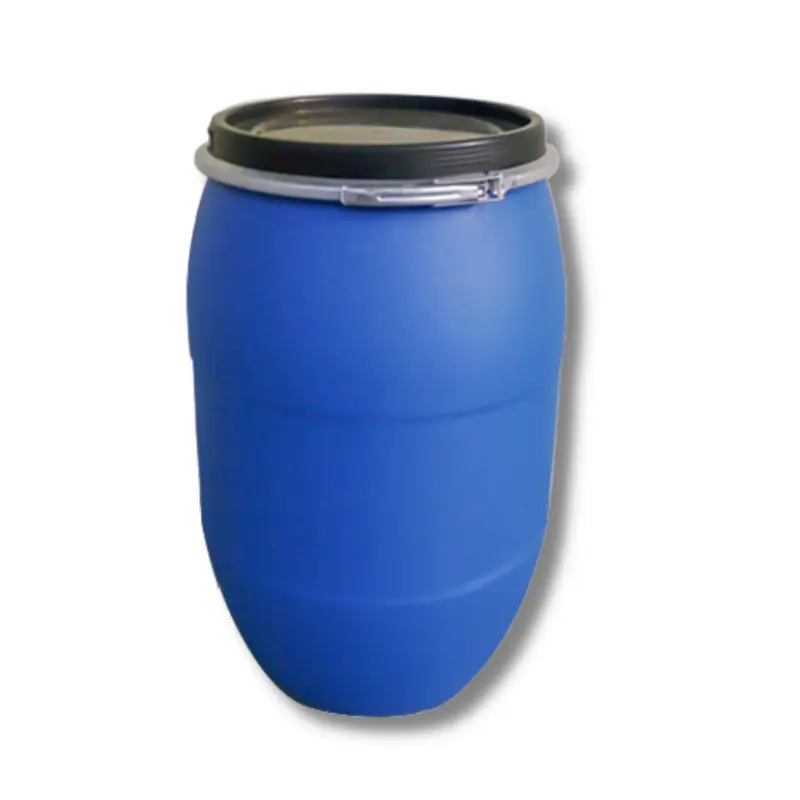 Tambour en plastique bleu à couvercle ouvert, 55 Gallons/baril en plastique Hdpe, 200l