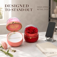 Boîte de présentation romantique pour fleurs préservées avec compartiment inférieur pour bijoux, idéale pour les cadeaux de demande en mariage et les magasins spécialisés