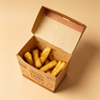 Boîte à frites en papier kraft jetable, boîte à emporter jetable pour la restauration rapide, boîte d'emballage pour nuggets de poulet frit
