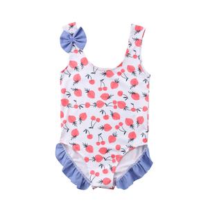 Traje de Baño de Una Pieza con Volantes y Hombros Descubiertos para Niñas, Bikini Infantil de Verano - Product Image 1