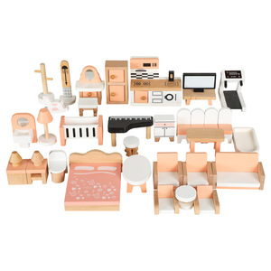 Gioco di imitazione di ruolo <span class=keywords><strong>in</strong></span> legno da 24 pezzi per bambini Mini mobili gioco fai da te giocattoli educativi per la casa delle bambole per bambini - Product Image 5