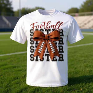 Camiseta con Lazo Coqueta de Football Sister para Niñas, Diseño Lindo para el Día del Partido - Product Image 3