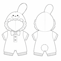 Vêtements de poupée personnalisés : Combinaison à capuche Lapin Blanc pour poupée en coton de 20 cm – Vêtements de jouet OEM ODM en gros