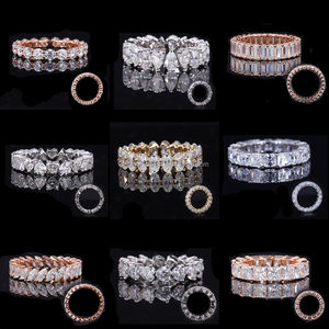 Starsgemファインジュエリー14Kイエローゴールド2.5x3.5mmオーバルカットラボ栽培ダイヤモンドフルセットウェディングリングエタニティバンド - Product Image 5