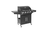 Barbecue à gaz de jardin en acier inoxydable avec armoires et table d'appoint pour fête en plein air professionnelle