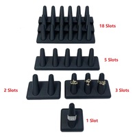Penyangga Cincin Kulit PU OEM Mewah Warna Putih Hitam, Alat Peraga Cincin, Penyangga Perhiasan, Tempat Cincin