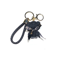 Porte-clés ours pour la Saint-Valentin, texture tricotée, peluche, pendentif avec ruban pour cadeau d'amoureux, décoration de sac à dos, charme