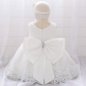 Robe de bébé fille en tulle rose avec grand nœud, robe de princesse pour séance photo de 1er anniversaire - Product Image 4