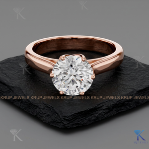 Bague de fiançailles en or massif avec diamant de laboratoire rond, certifiée IGI, solitaire classique à 6 griffes, pour mariage et cadeau d'anniversaire - Product Image 3