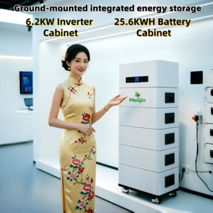Batterie au lithium LiFePO4 6,2 kW 25,6 kWh empilable, BMS tout-en-un, protection IP20, stockage d'énergie solaire domestique hors réseau AC - Product Image 1