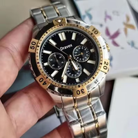 Nouvelle Arrivée Montre Chronographe de Plongée FS pour Hommes, Lunette Rotative à Trois Cadrans, Bracelet en Cuir Orange, Montre-Bracelet Sportive Étanche pour Hommes