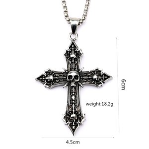 Stainless Steel <b>Cross</b> Pendant With Skull Design For Men Punk Jewelry Fashion Accessory - Product Image 5