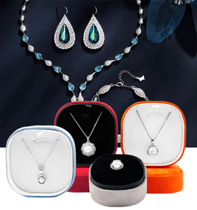 Caja de Joyería de Lujo Creativa de Alta Gama, Cuadrada, de Piel Sintética y Terciopelo, con Anillo, Collar, Pendientes y Pulsera, para Bodas - Product Image 6