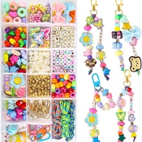 Kit de fabrication de porte-clés perlés DIY, ensemble de perles pour breloques de téléphone Y2K avec perles acryliques, lettres alphabétiques et fermoirs mousquetons, cadeaux