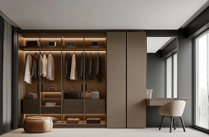 Armoire de luxe moderne, design d'armoire sur mesure, armoires en bois, meubles de chambre à coucher, gain de place, porte à charnières autoportante - Product Image 3