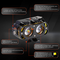 Lampu Kabut LED Spotlight Ganda 12V Zdb02 Warna Kuning Combo Ip68 40W untuk Sepeda Motor
