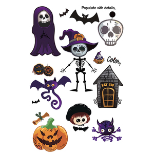 Tatuaggi temporanei di Halloween adesivi per il viso di Halloween Glow-in-the-Dark zucca Reaper teschio cartone animato tatuaggio impermeabile per il braccio del viso - Product Image 6