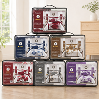 Ensemble de literie de luxe 8 pièces pour lit king size avec rideaux assortis imprimés, ensemble complet de literie