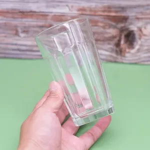 300毫升定制透明玻璃杯集装箱容器空蜡烛架罐，带木盖，用于蜡烛批量销售