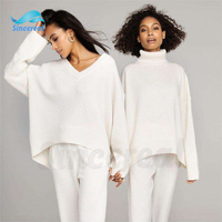Sincereal vêtements de détente pour femmes femmes tricoté laine cachemire vêtements de salon ensemble femmes pull tricot deux pièces ensemble