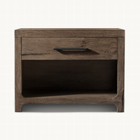 NIGHTSTAND RH DAVOS Kayu Oak Alami Terpasang Gagang Elegan Modern Ramah Apartemen Ramah Lingkungan Penyimpanan Kamar Tidur