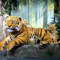 Statue d'animaux de simulation robotique personnalisable en usine pour la décoration de zoo et de parc à thème, modèle de tigre animatronique réaliste en mouvement