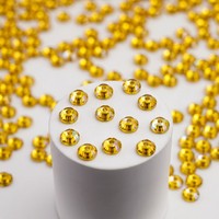 Perles de strass brillantes en résine époxy topaze claire de 5 mm, à dos plat, trou central, à coudre, pour la fabrication de colliers en Y et fournitures de bijoux