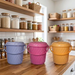 Colorful PP <b>Plastic</b> Modern Single Storage Bucket with Lid Handle <b>Kitchen</b> Bathroom Organizing <b>Bin</b> Stackable Airtight Design 16L - Product Image 2