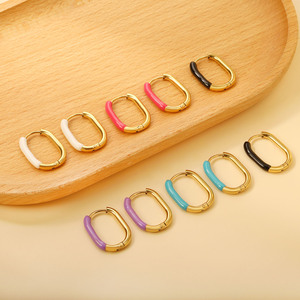 Hoop <b>Earrings</b> Colorful Geometric Stainless Steel Fashion <b>Stud</b> <b>Earrings</b> For Women Party Jewelry Accessory - Product Image 2