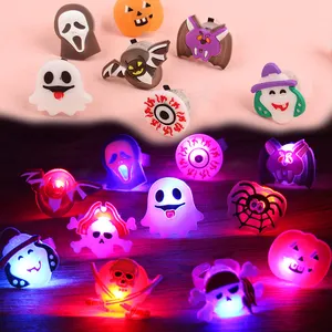 3D Halloween Light Up Ring Toys Flash LED Glow in the Dark Party Supplies Glow Light Up Ring for Kids Adults